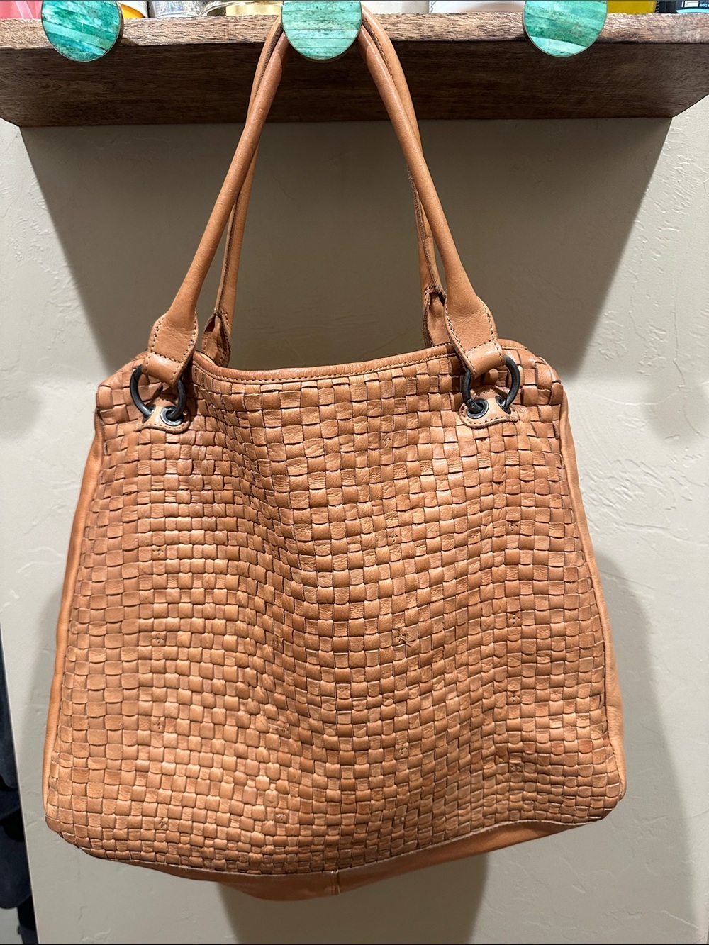 Tan Woven leather Tote Bag - Women Bags